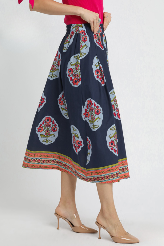 Boho Floral Midi Skirt