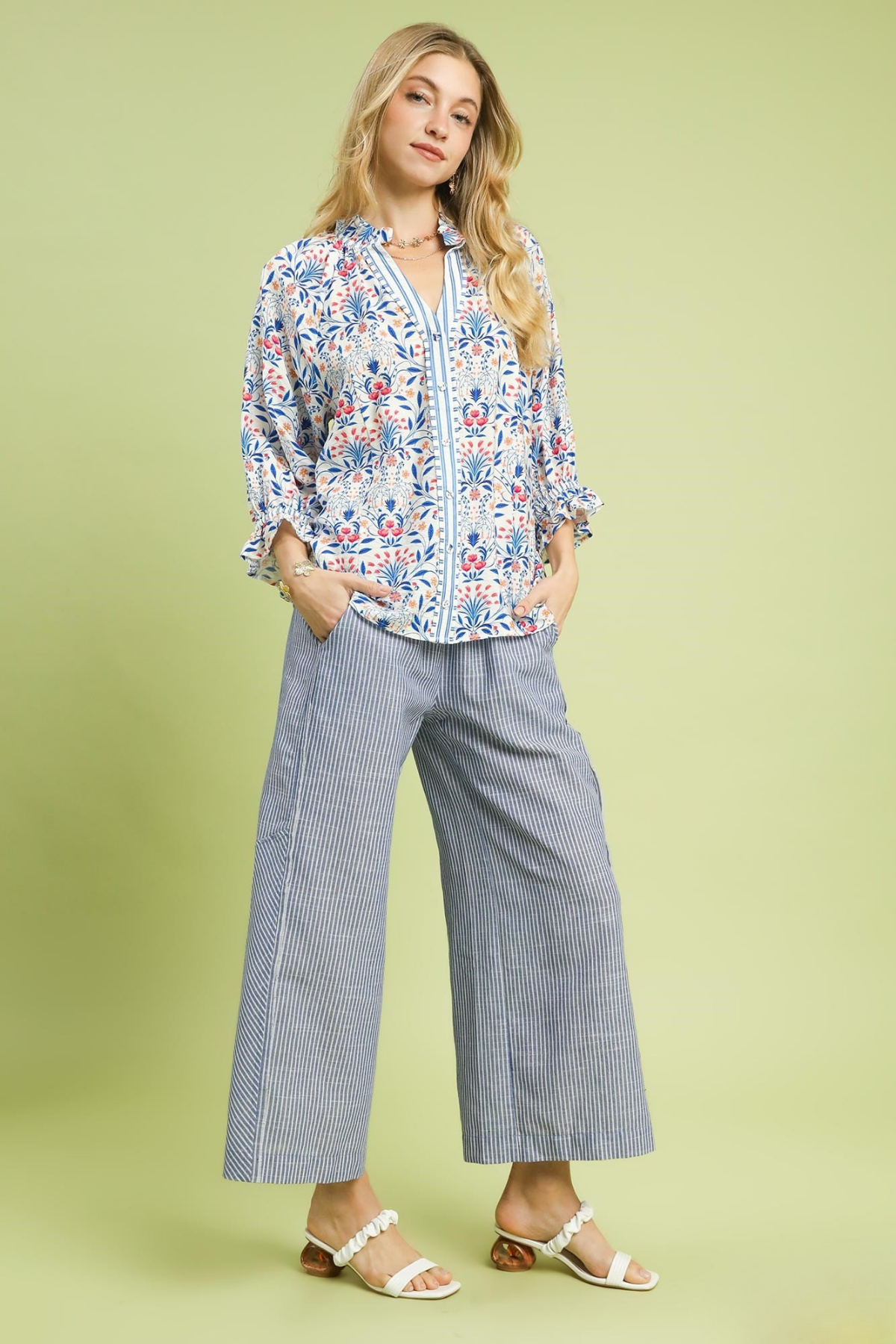 Botanical Stripe-Detail Top