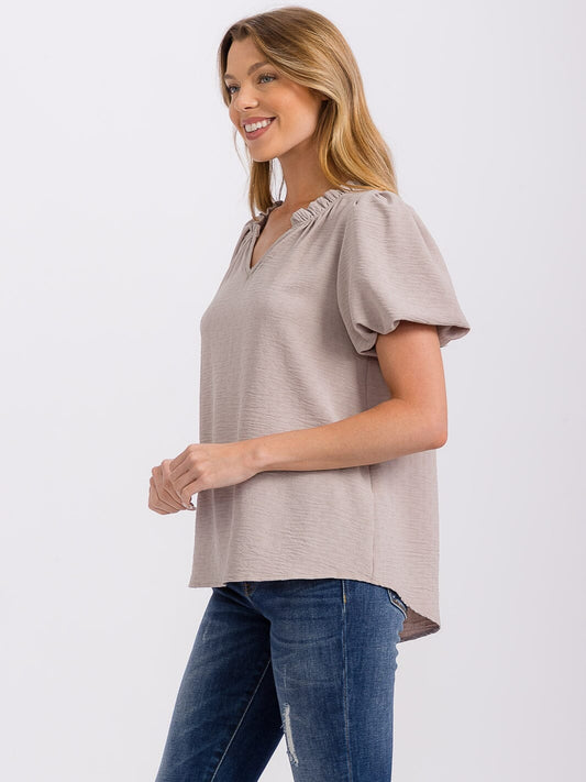 Puff Sleeve V-Neck Top