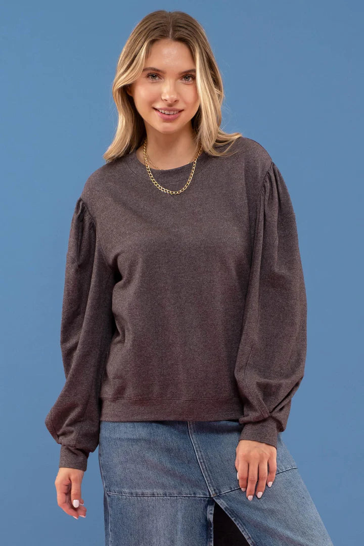 Balloon Sleeve Pullover Sweater