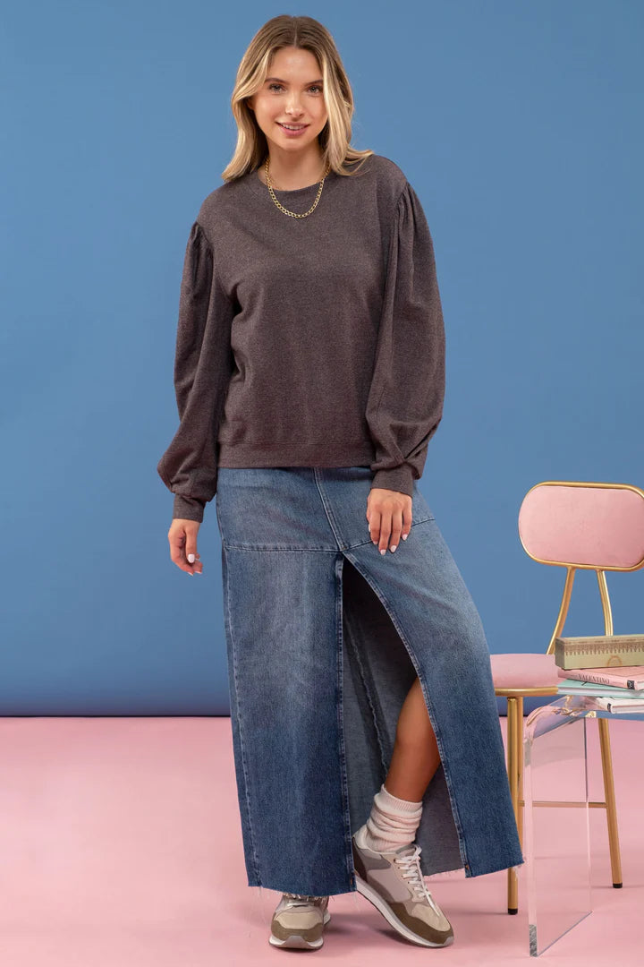 Balloon Sleeve Pullover Sweater