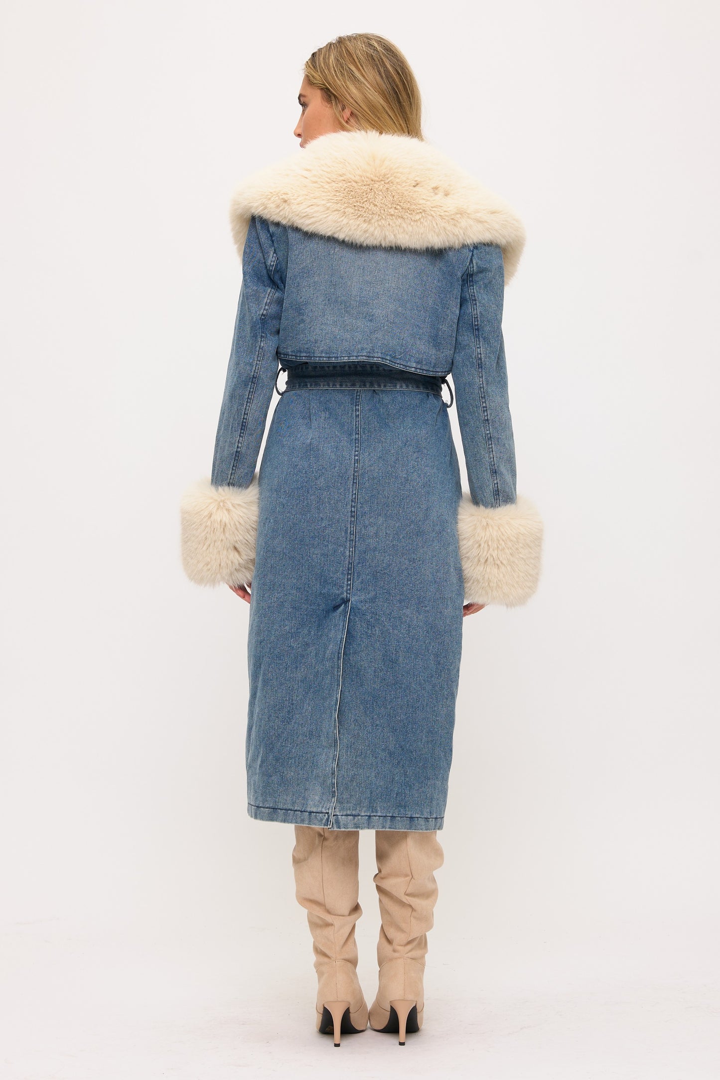Denim & Faux Fur Coat