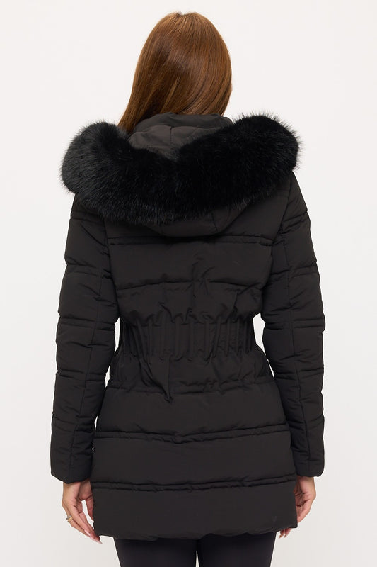 Fitted Puffer Coat - Black