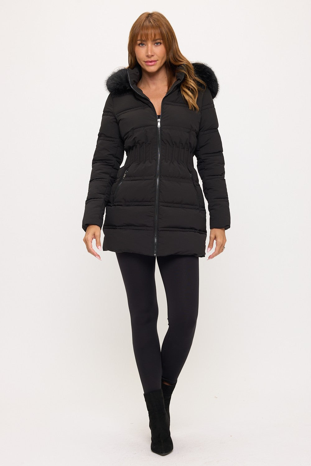 Fitted Puffer Coat - Black