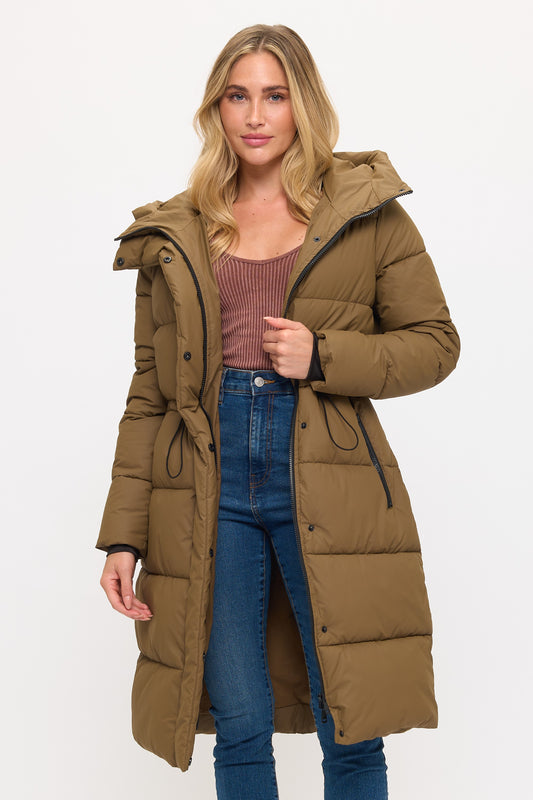 Nordic Hooded Puffer Coat - Olive