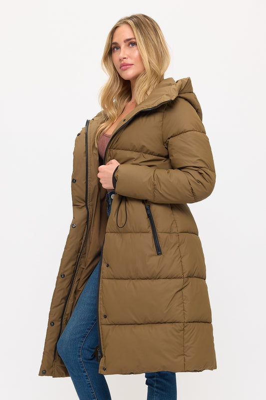 Nordic Hooded Puffer Coat - Olive