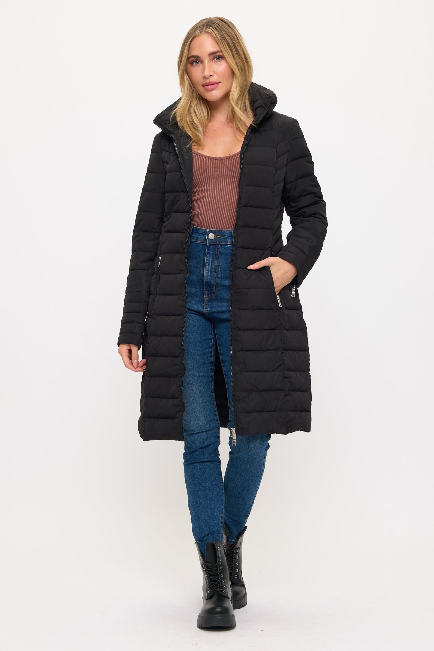 Summit Quilted Puffer Coat - Black