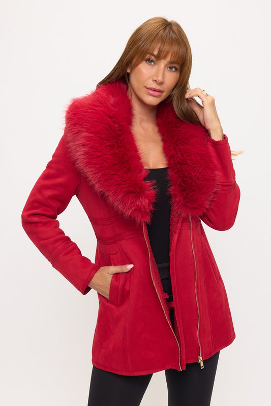 Faux Fur Tailored Coat