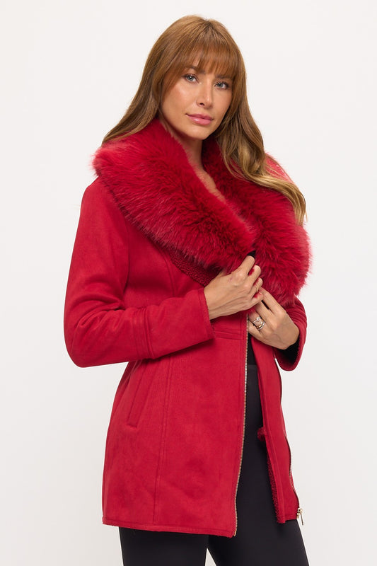 Faux Fur Tailored Coat
