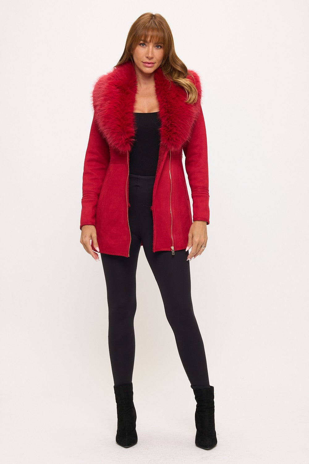 Faux Fur Tailored Coat