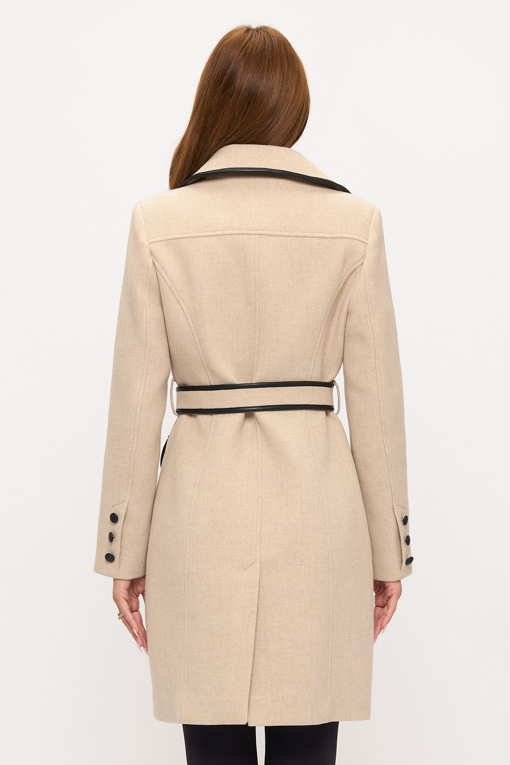 Two Tone Belted Peacoat