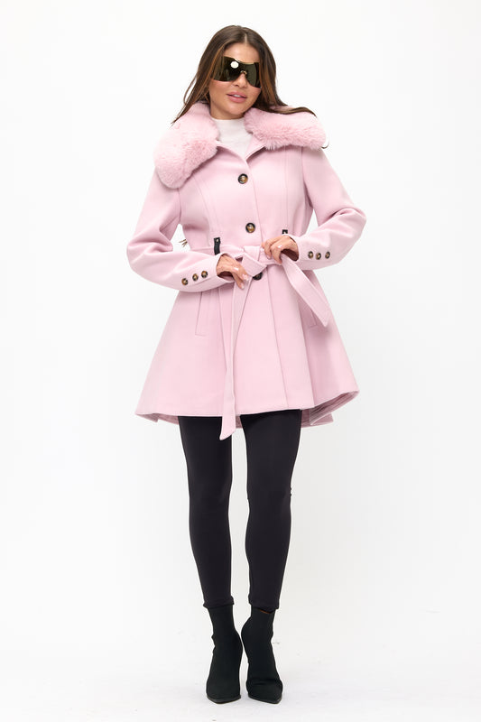 Regal Swing Faux Fur Collar Coat