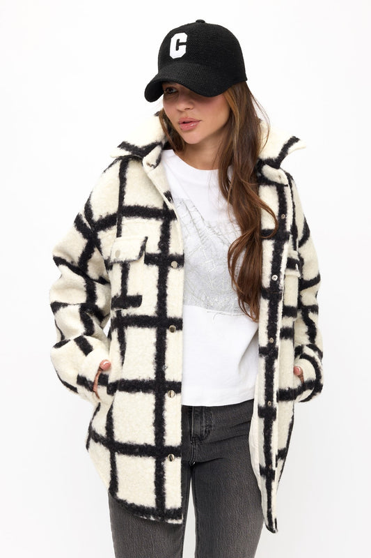 Oversized Grid Shacket