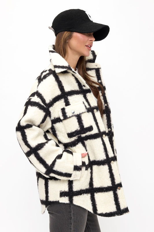 Oversized Grid Shacket
