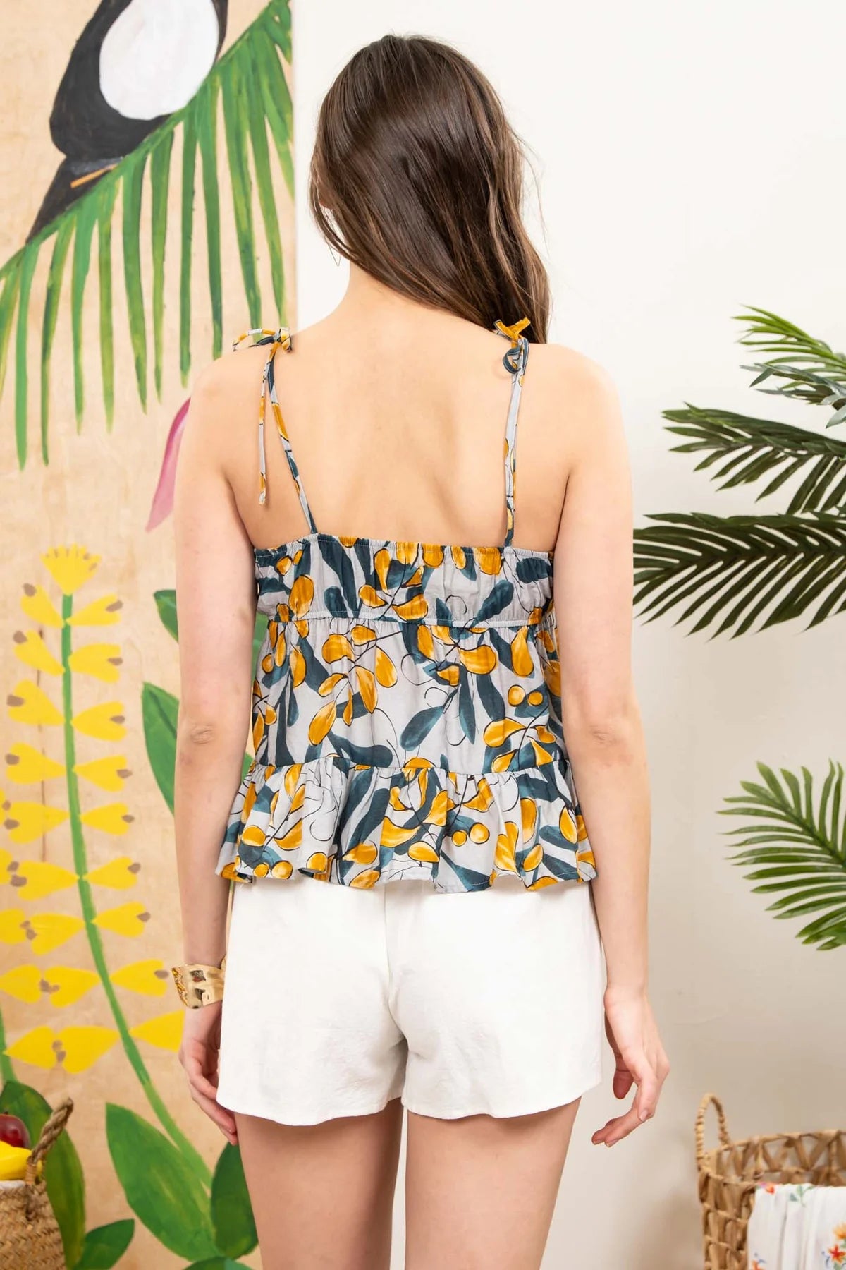Leaf Print Babydoll Tank