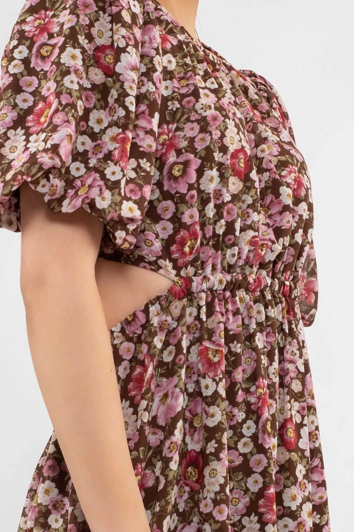 Floral Print Open Back Dress