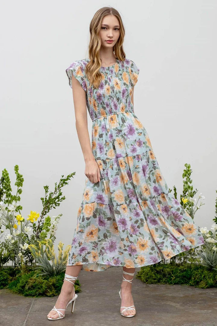 Floral Smocked Tiered Dress