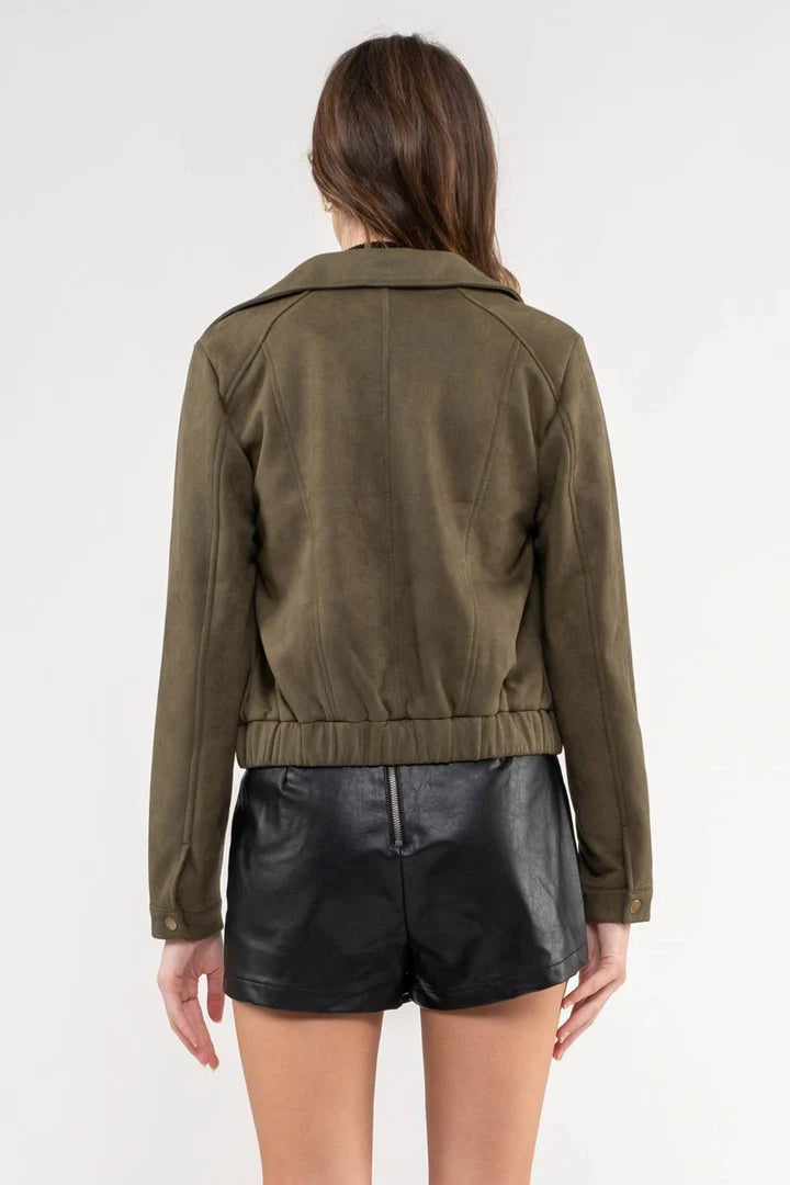 Collar Front Zip Jacket
