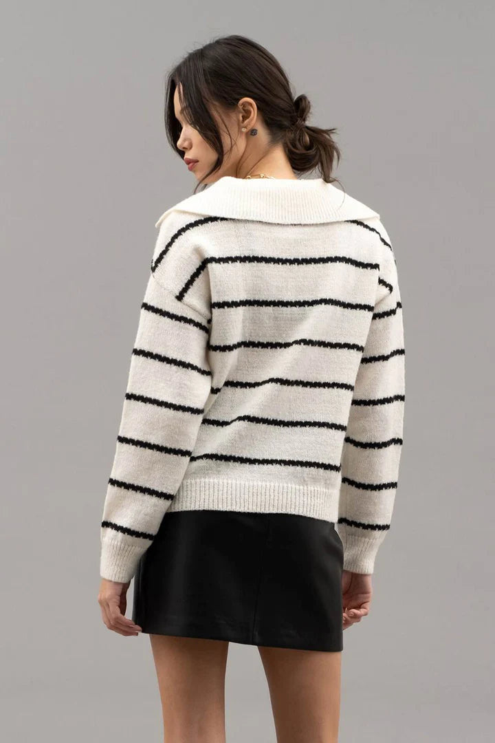 Striped Shawl Sweater