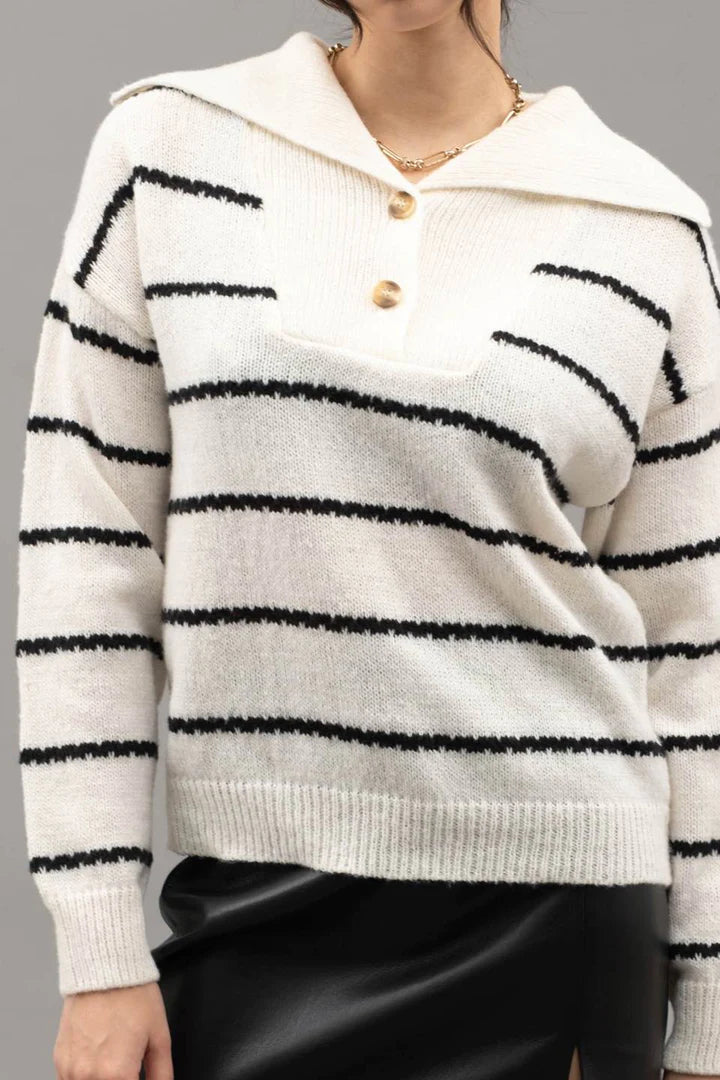 Striped Shawl Sweater