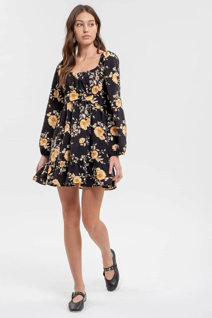Floral Back Tie Dress