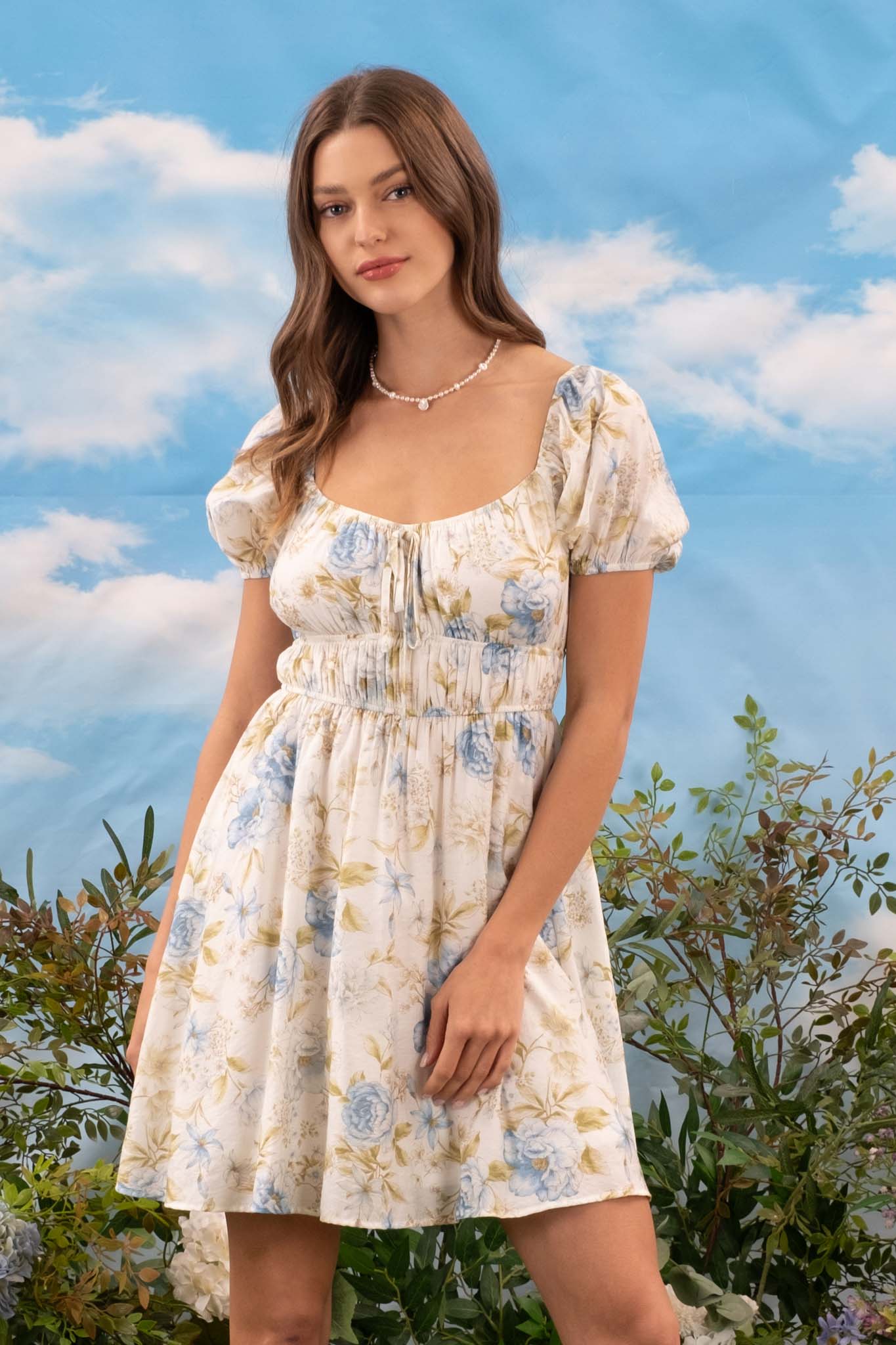 Puff Sleeve Floral Mini Dress