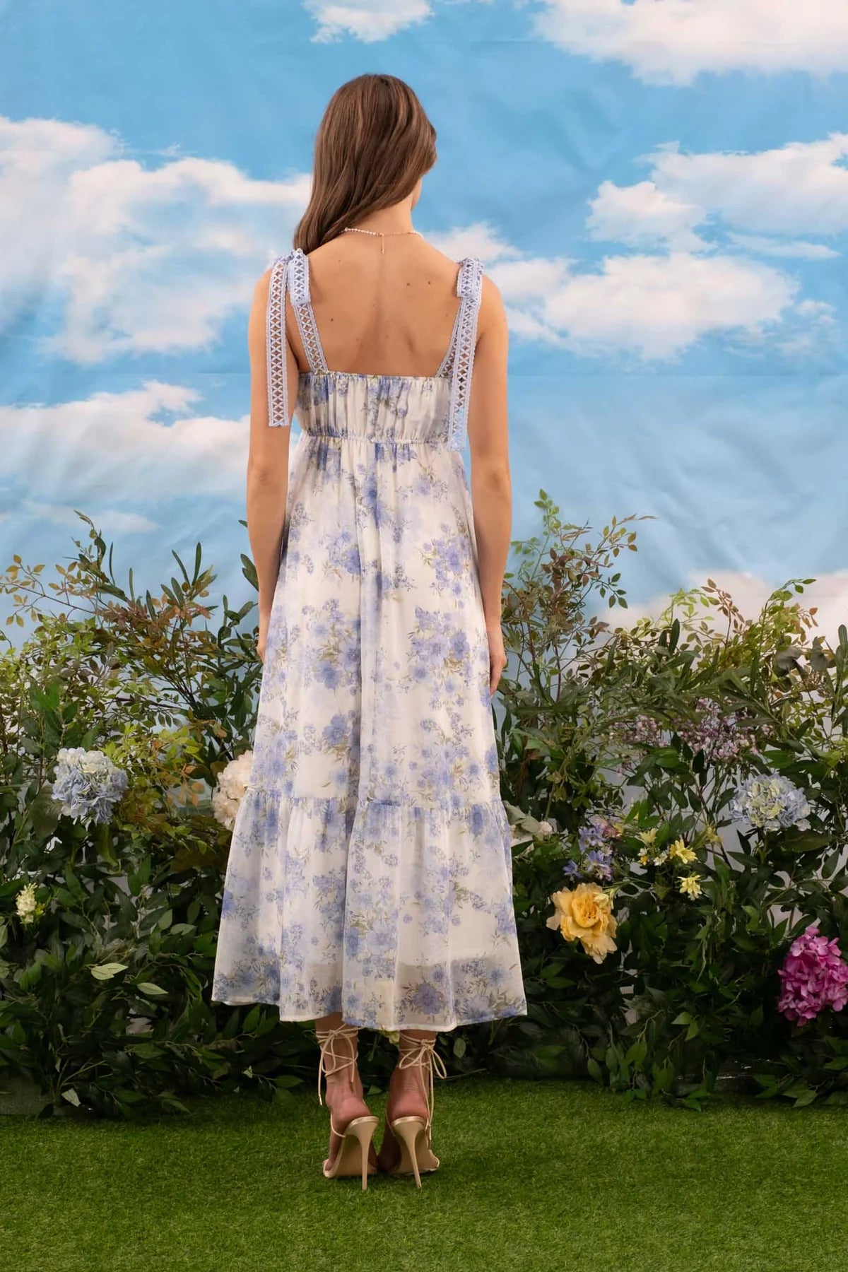 Crochet Strap Floral Maxi Dress