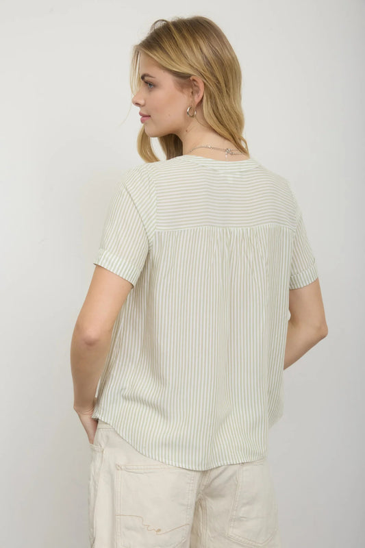 Split Neck Button Up Top
