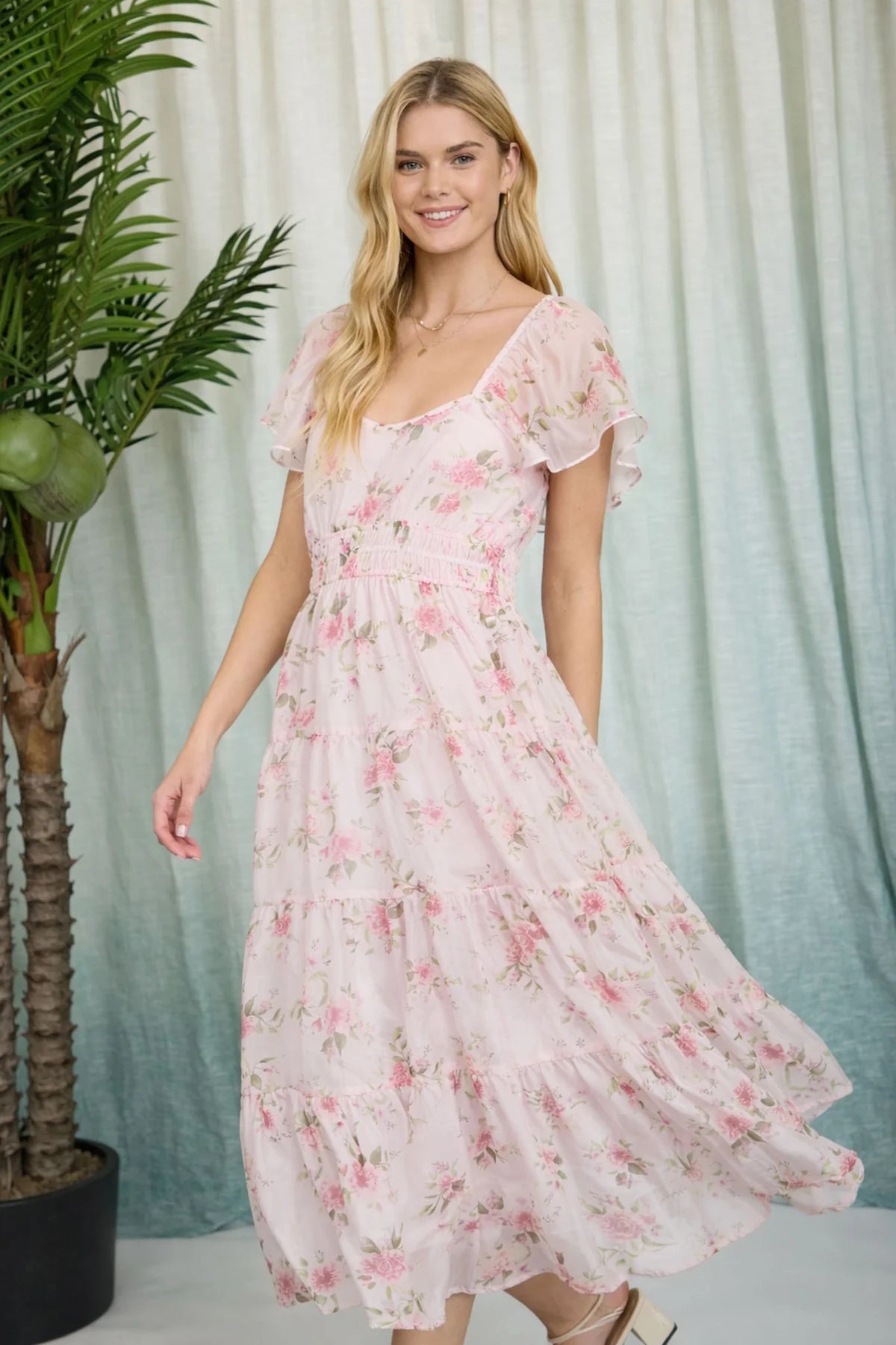 Flowing Floral Chiffon Dress