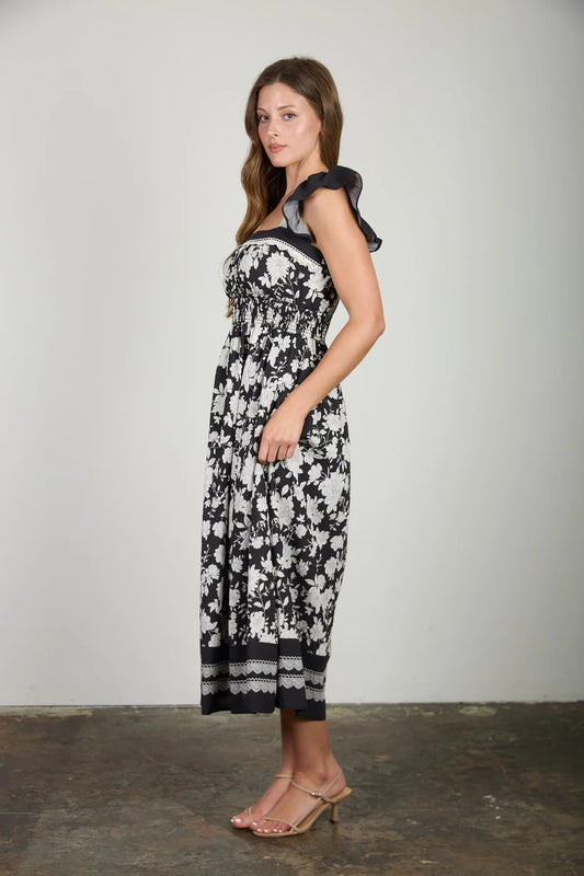 Lace Trim Smocked Dress