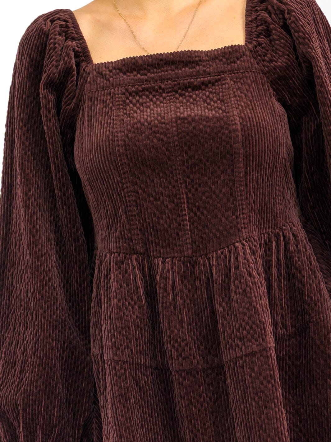 Square Neck Corduroy Dress