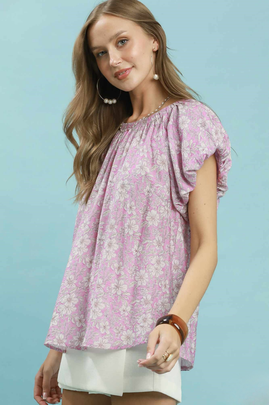 Gathered Puff Sleeve Top