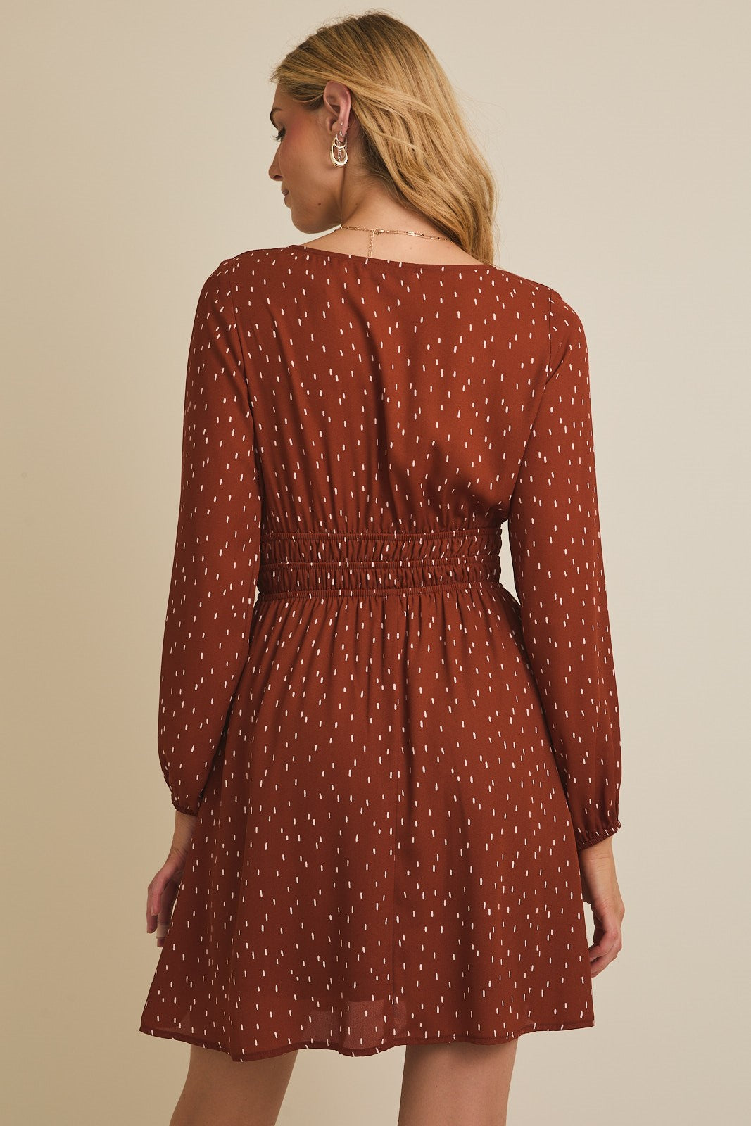 Rust Dotted Mini Dress