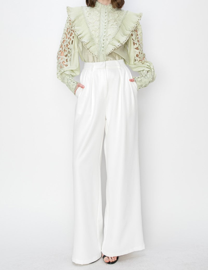 White Wide Leg Pants