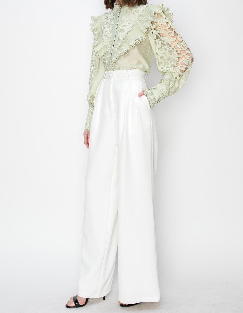 White Wide Leg Pants