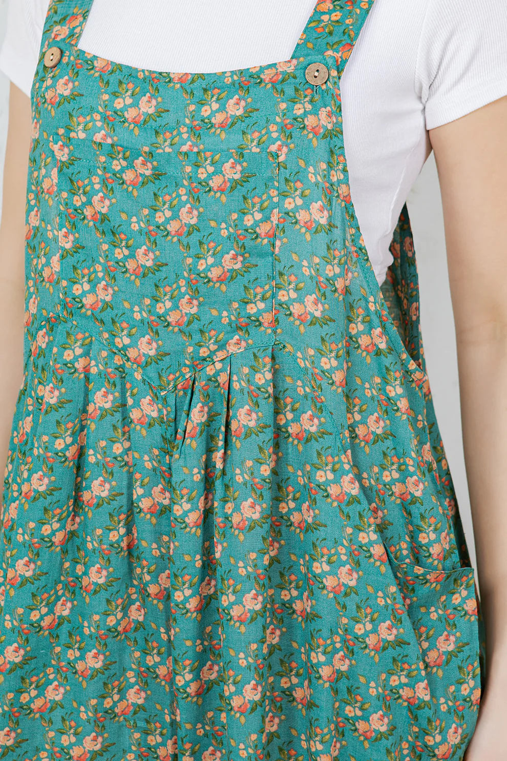 Green Floral Overalls
