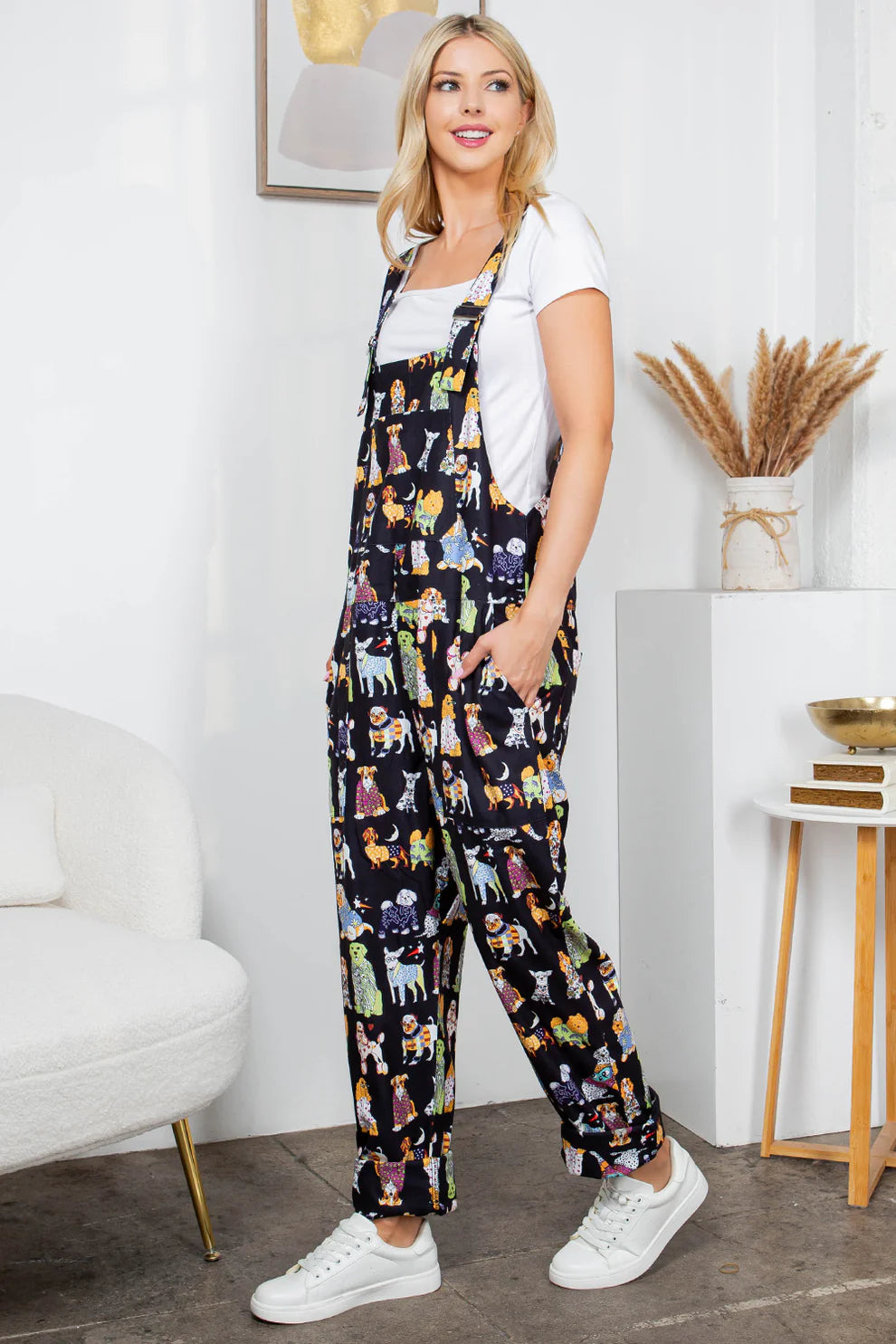 Dog Print Overalls