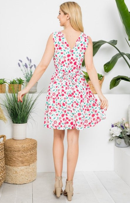 Cherry Print Tie Back Dress