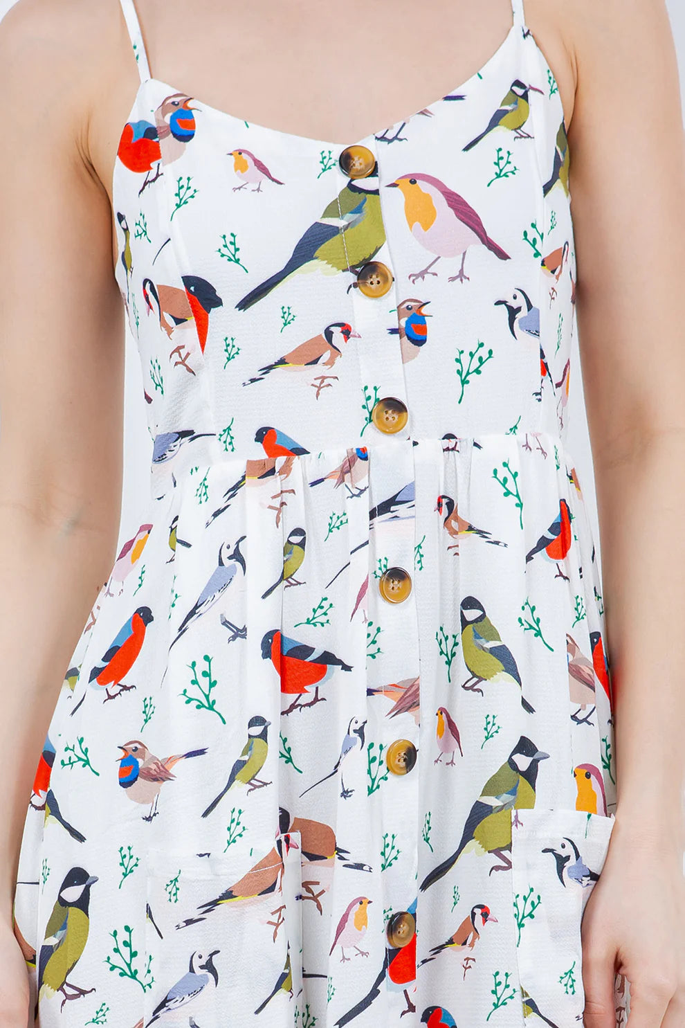 Half Button Bird Dress