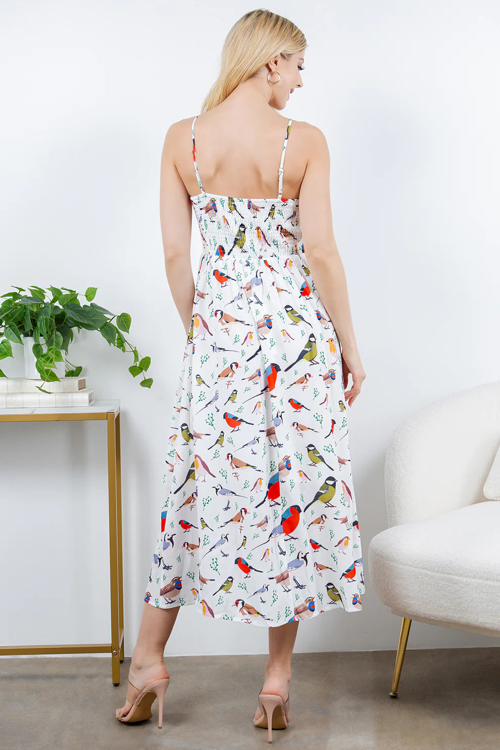 Half Button Bird Dress