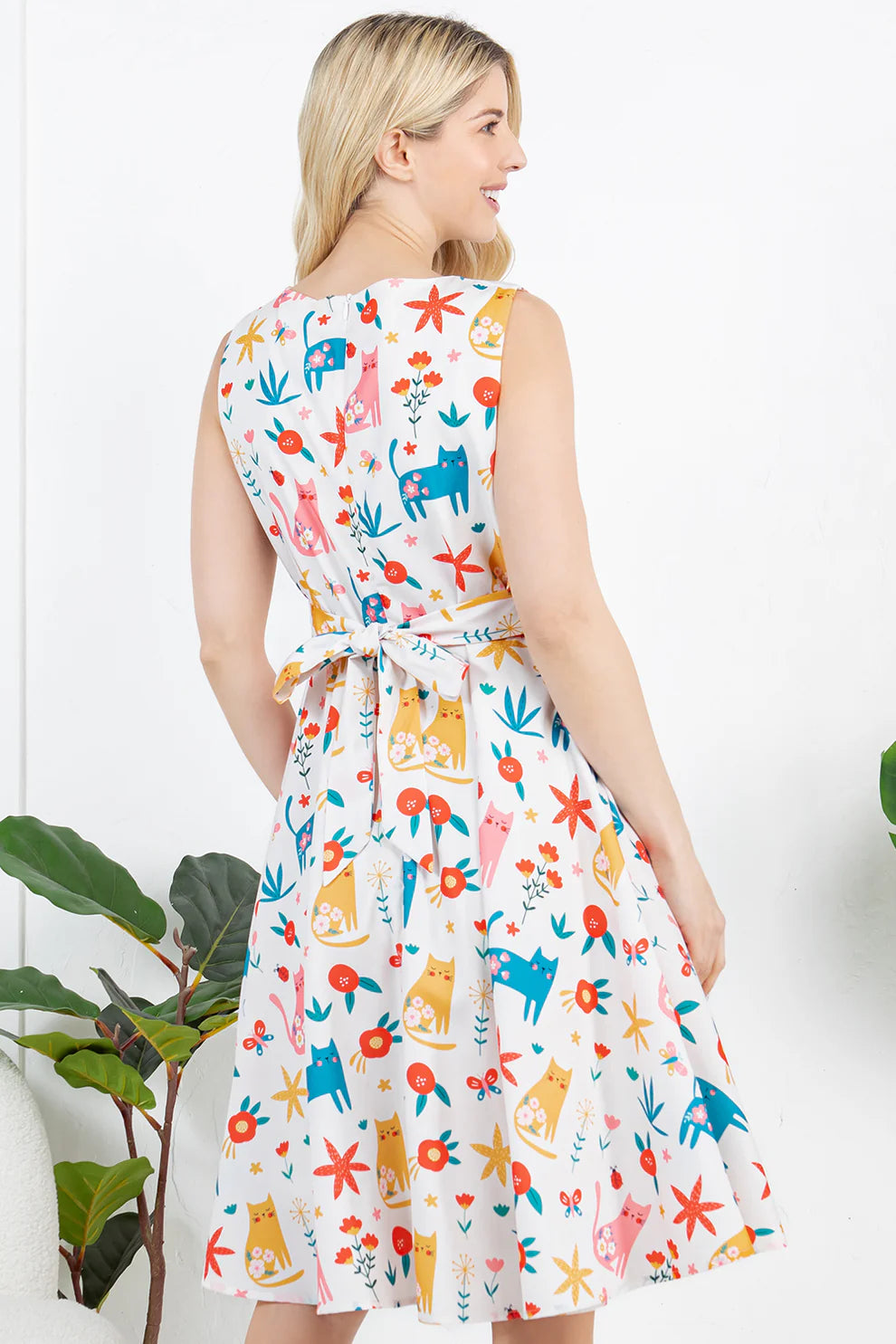 Floral Cat Print Dress