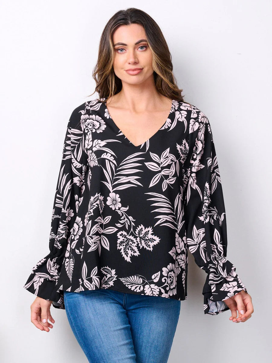 Ruffle Sleeve Floral Top
