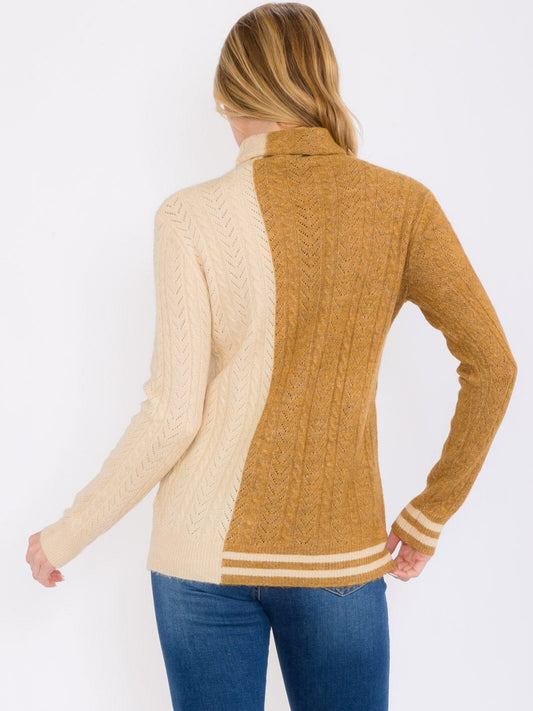 Colorblock Turtleneck Sweater