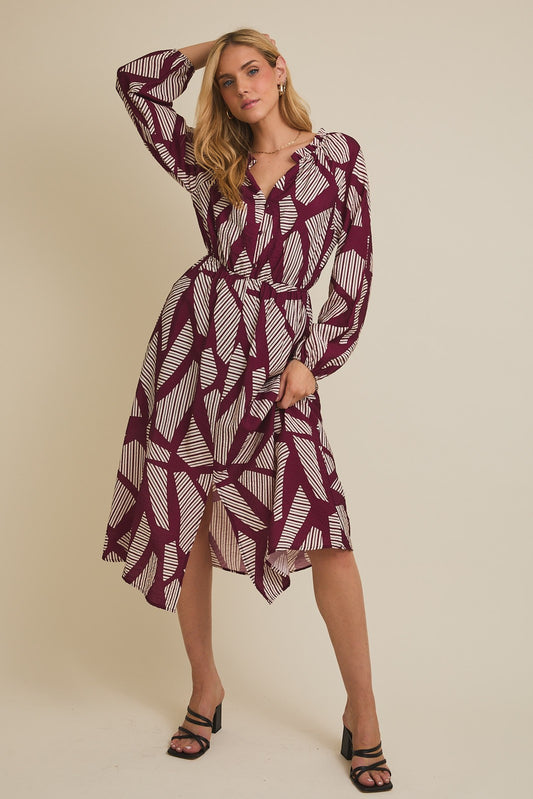 Abstract Wine & White Dress