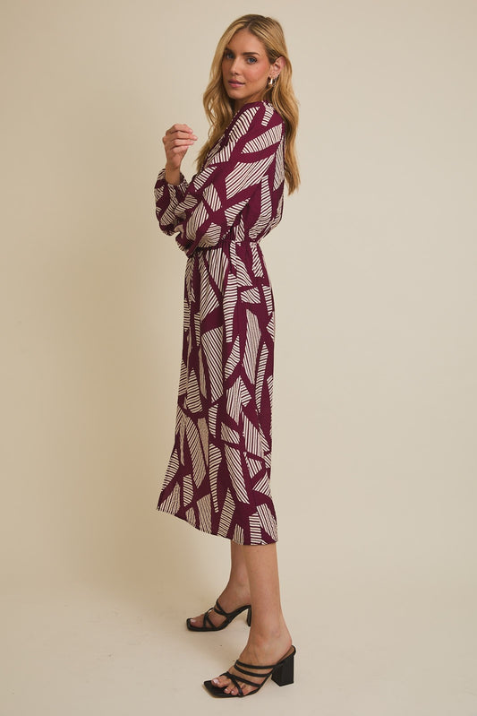 Abstract Wine & White Dress