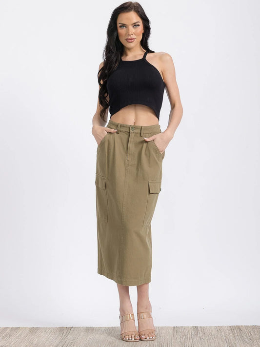 Cargo Pockets Denim Skirt