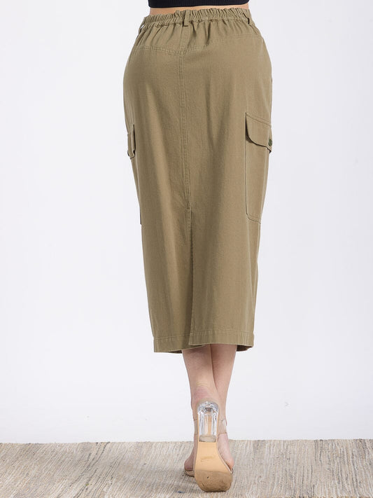 Cargo Pockets Denim Skirt