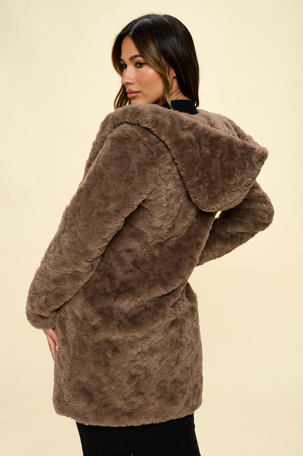 Hooded Faux Fur Coat