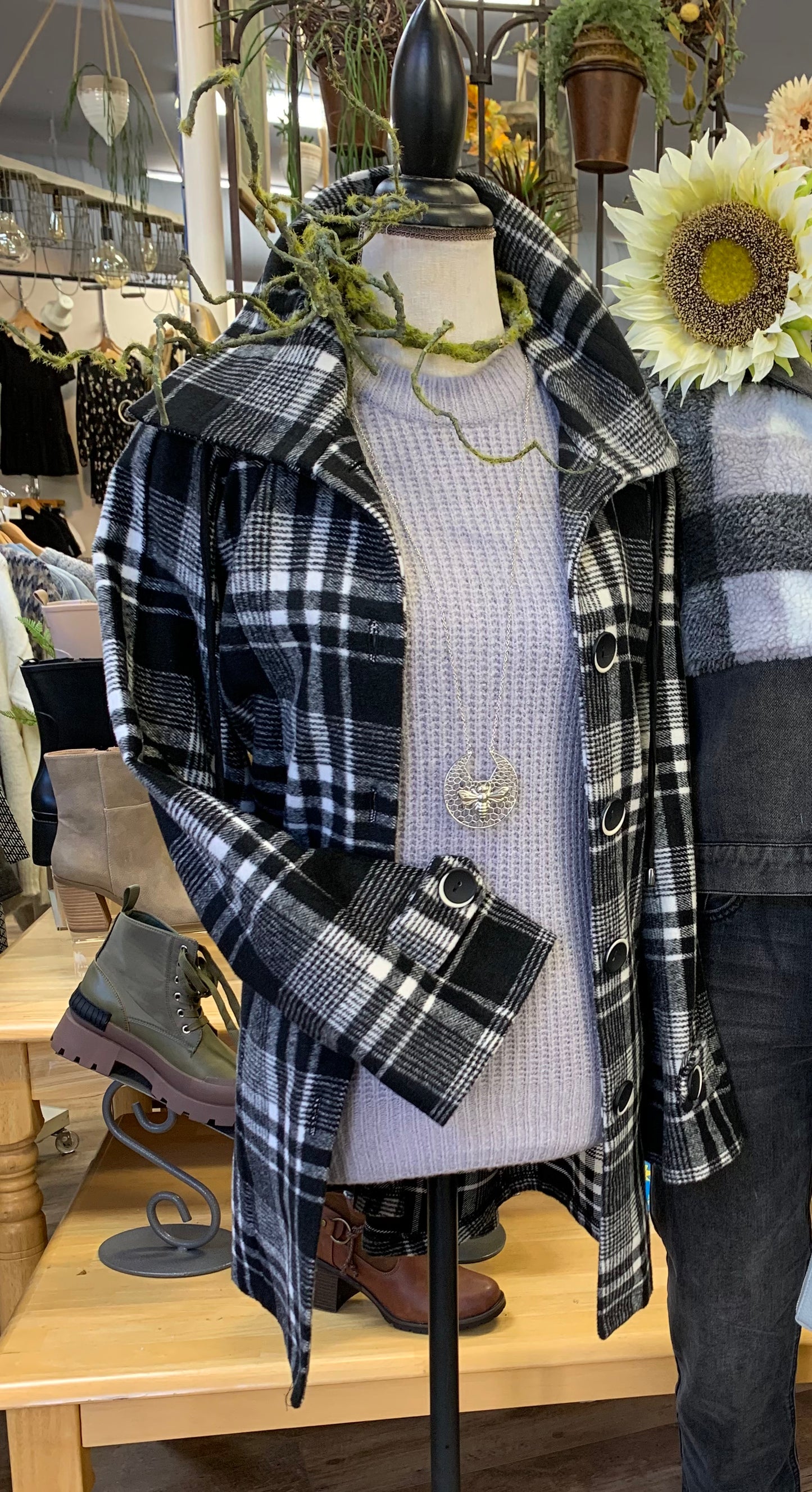 Black and Ivory Plaid Jacket