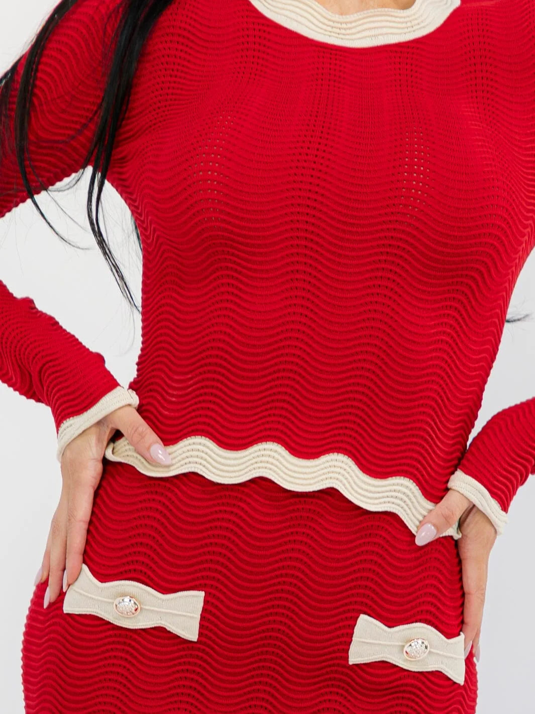 Rib Knit Top & Skirt Set